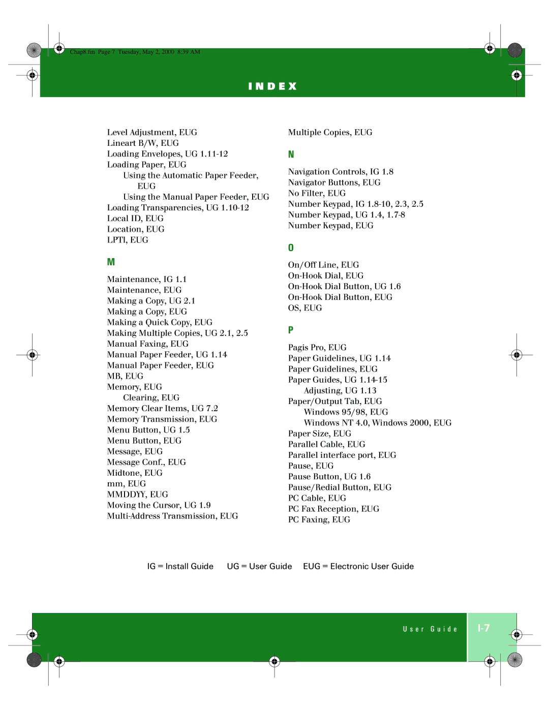 Xerox 390 manual Os, Eug 