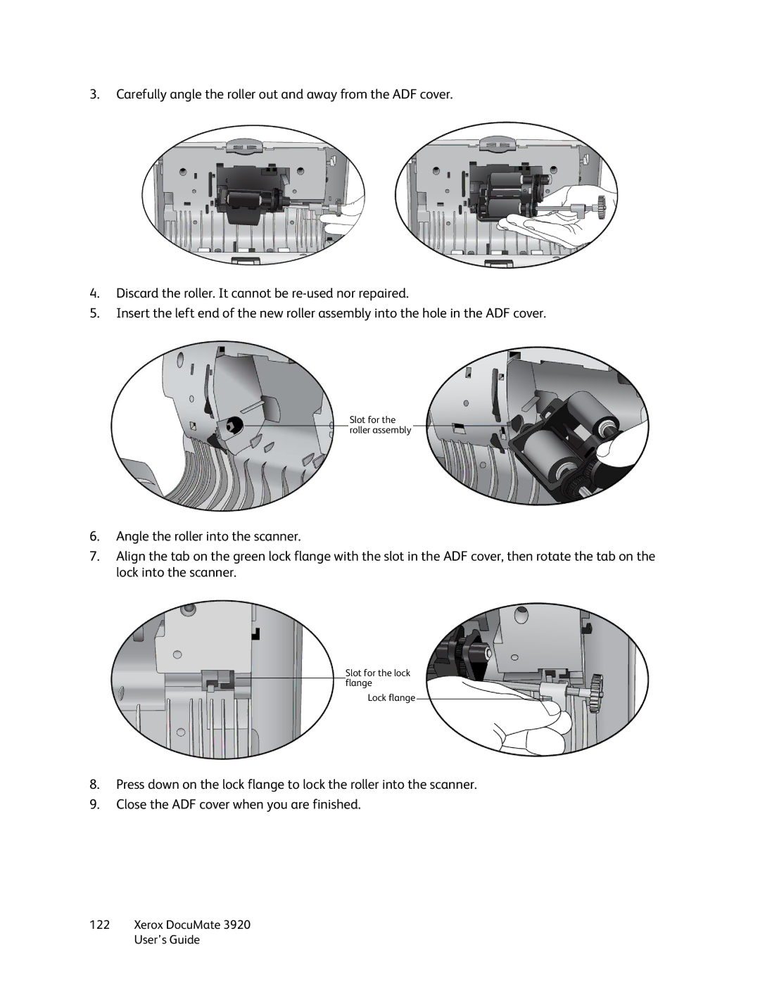 Xerox 3920 manual Slot for the lock flange Lock flange 