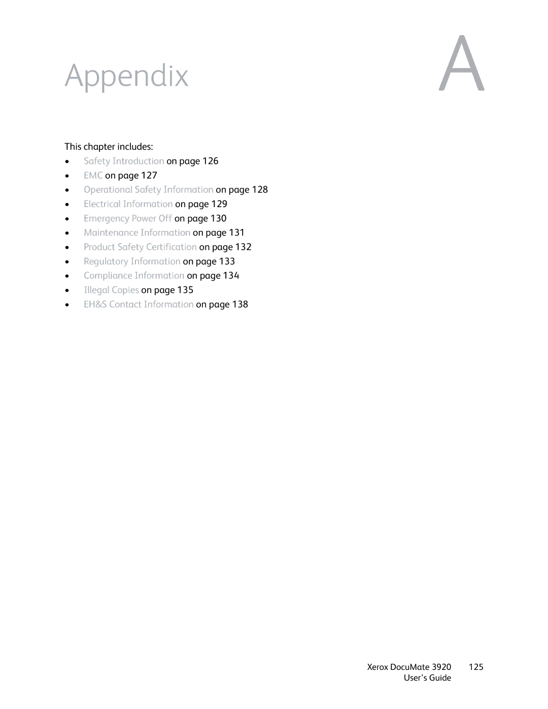 Xerox 3920 manual Appendix 