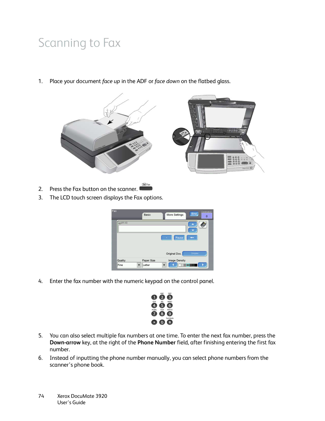 Xerox 3920 manual Scanning to Fax 