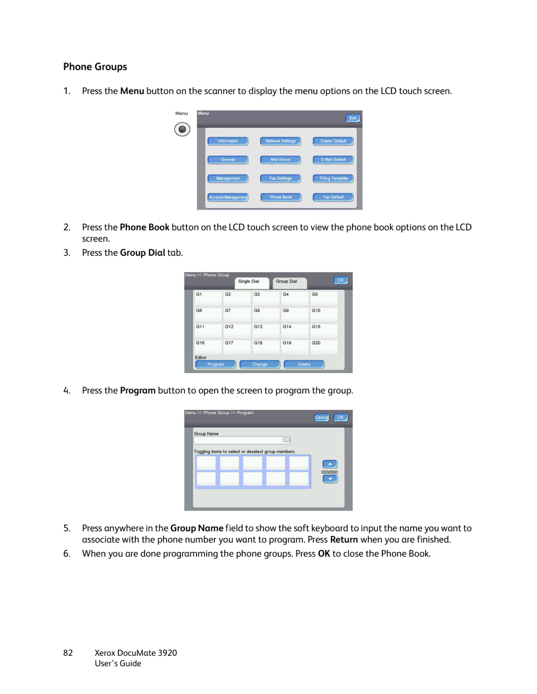 Xerox 3920 manual Phone Groups 