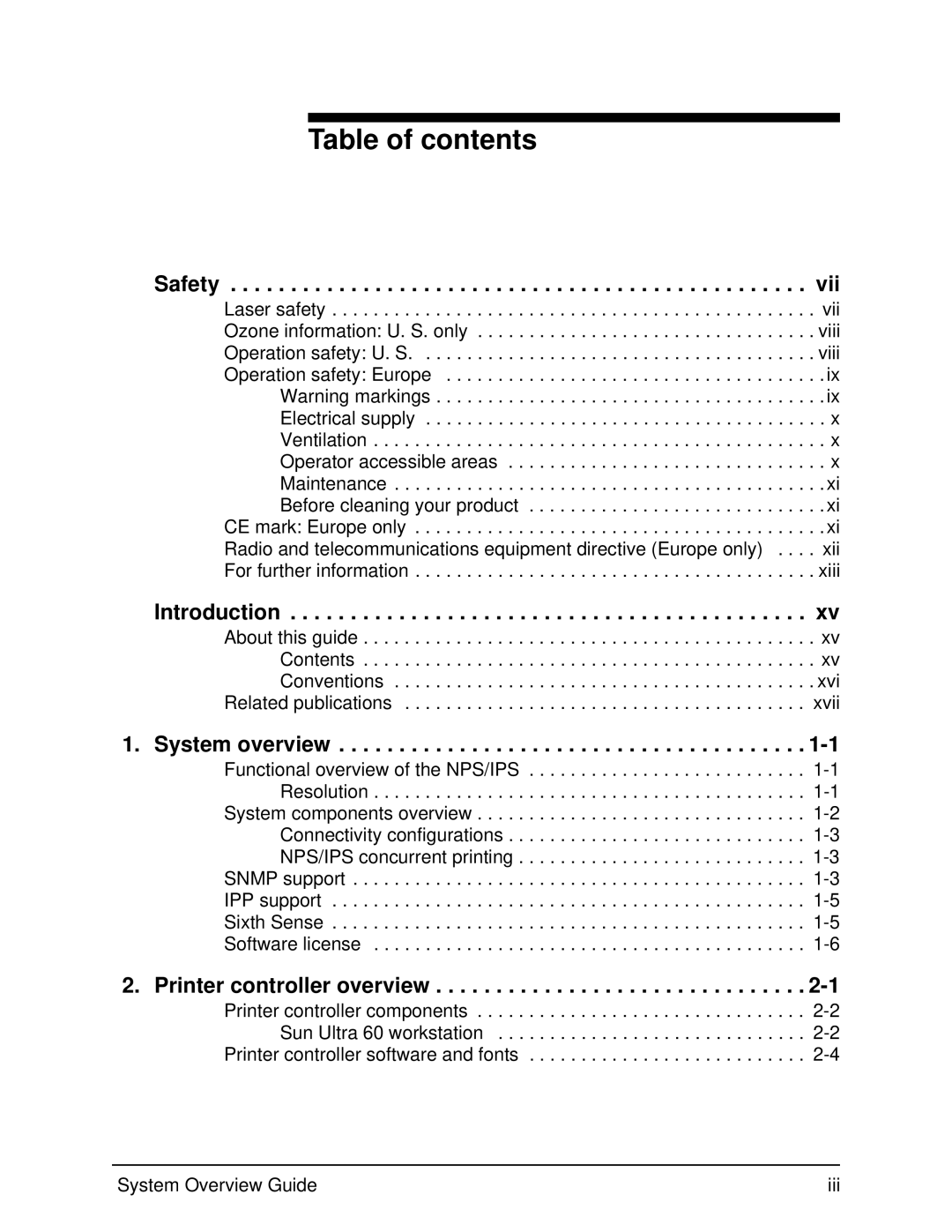 Xerox 4050, 4090 manual Table of contents 