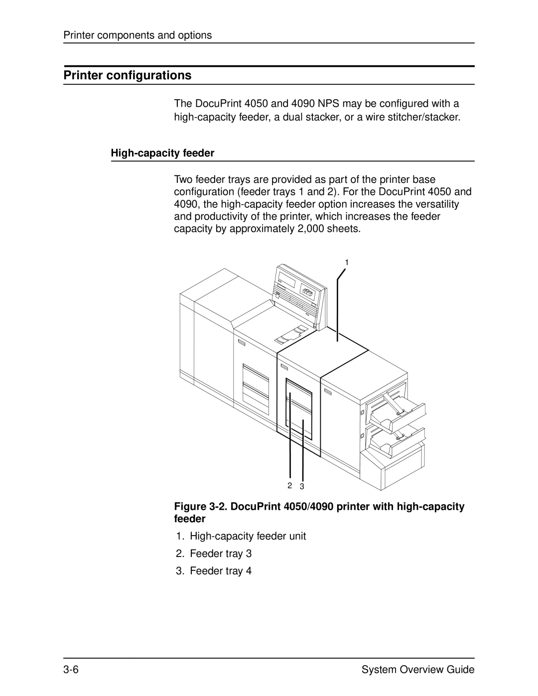 Xerox 4090, 4050 manual Printer configurations, High-capacity feeder 