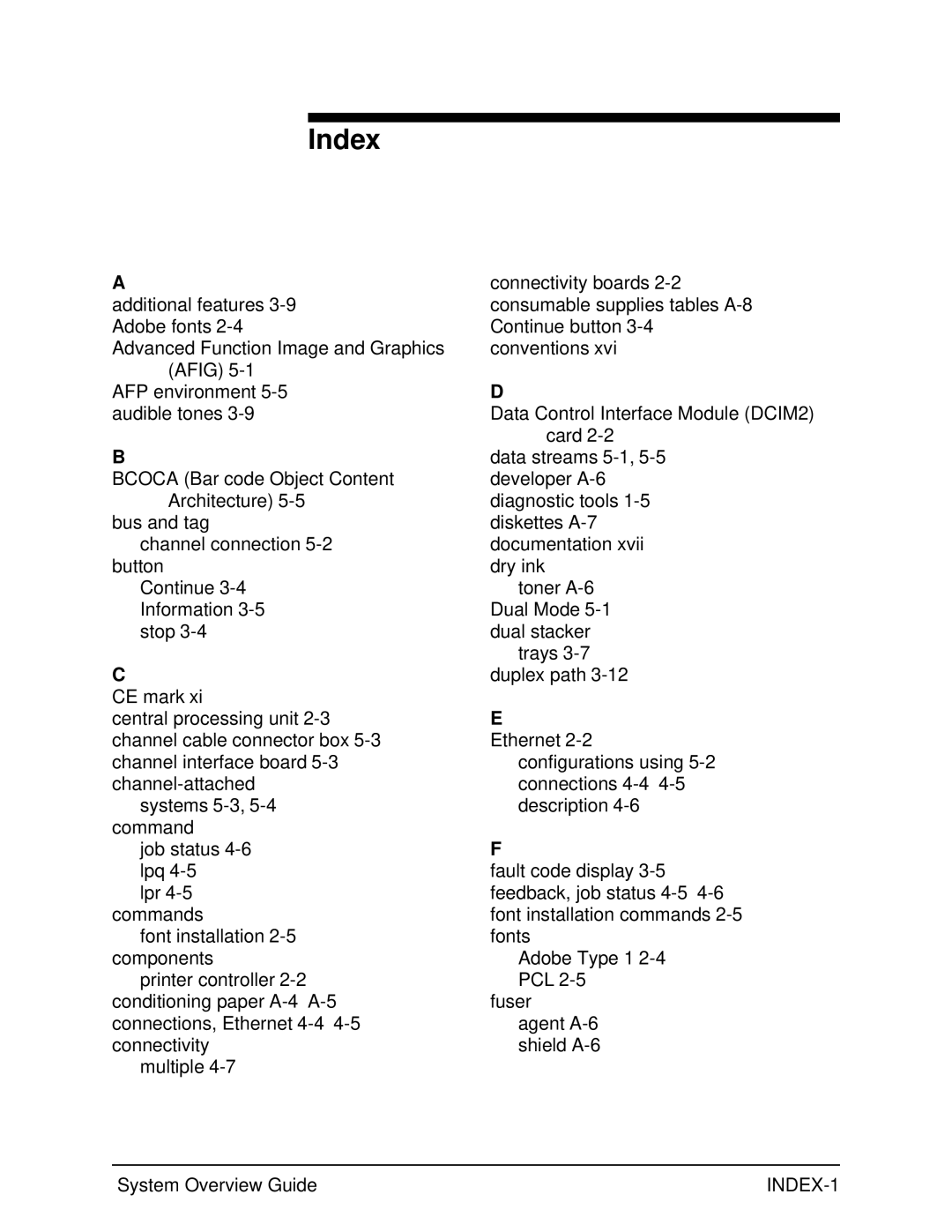 Xerox 4050, 4090 manual Index, INDEX-1 