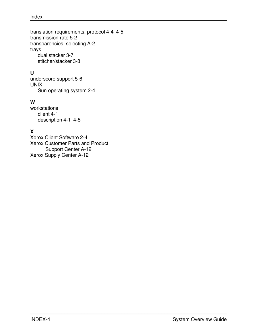 Xerox 4090, 4050 manual INDEX-4 