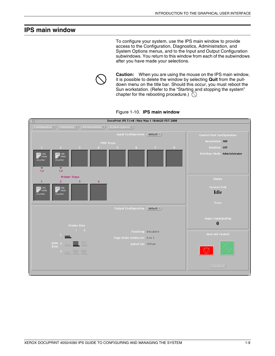 Xerox 4050 IPS, 4090 IPS manual IPS main window 