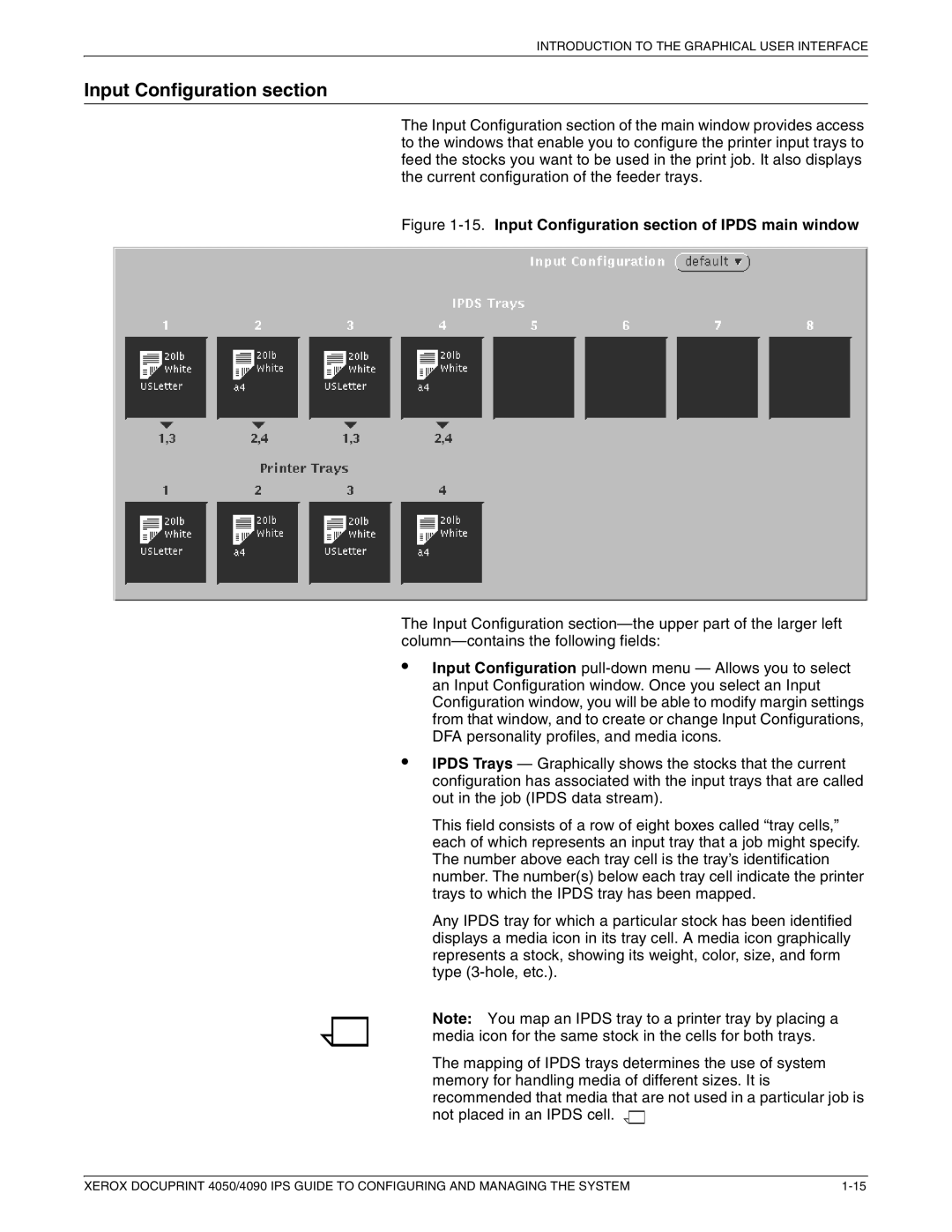 Xerox 4050 IPS, 4090 IPS manual Input Configuration section of Ipds main window 