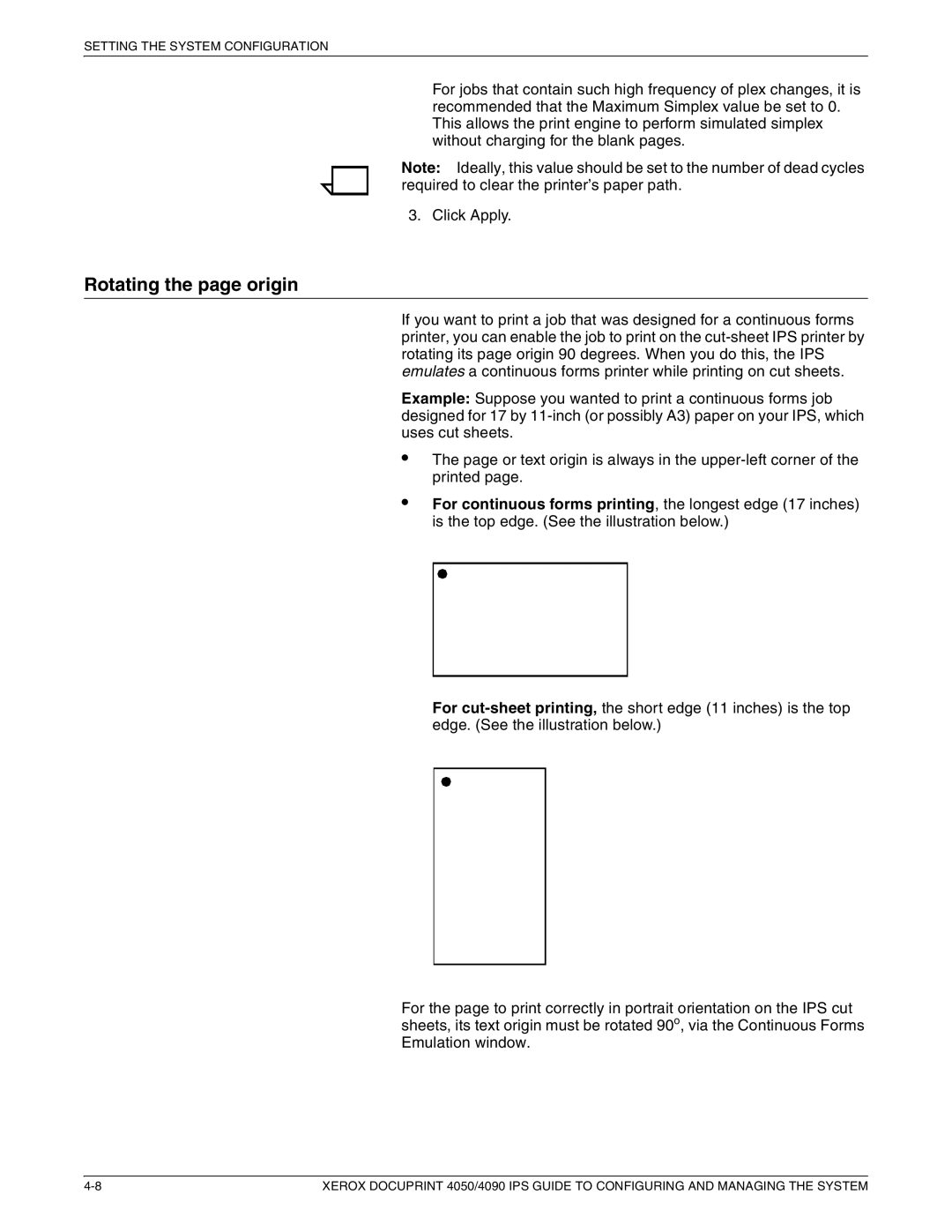 Xerox 4090 IPS, 4050 IPS manual Rotating the page origin 