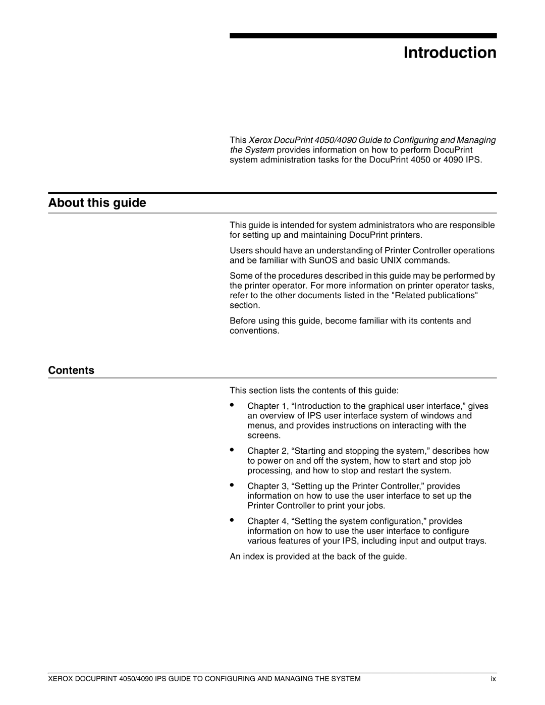 Xerox 4050 IPS, 4090 IPS manual About this guide, Contents 