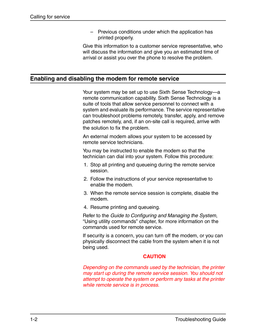 Xerox 4090 IPS manual Enabling and disabling the modem for remote service 