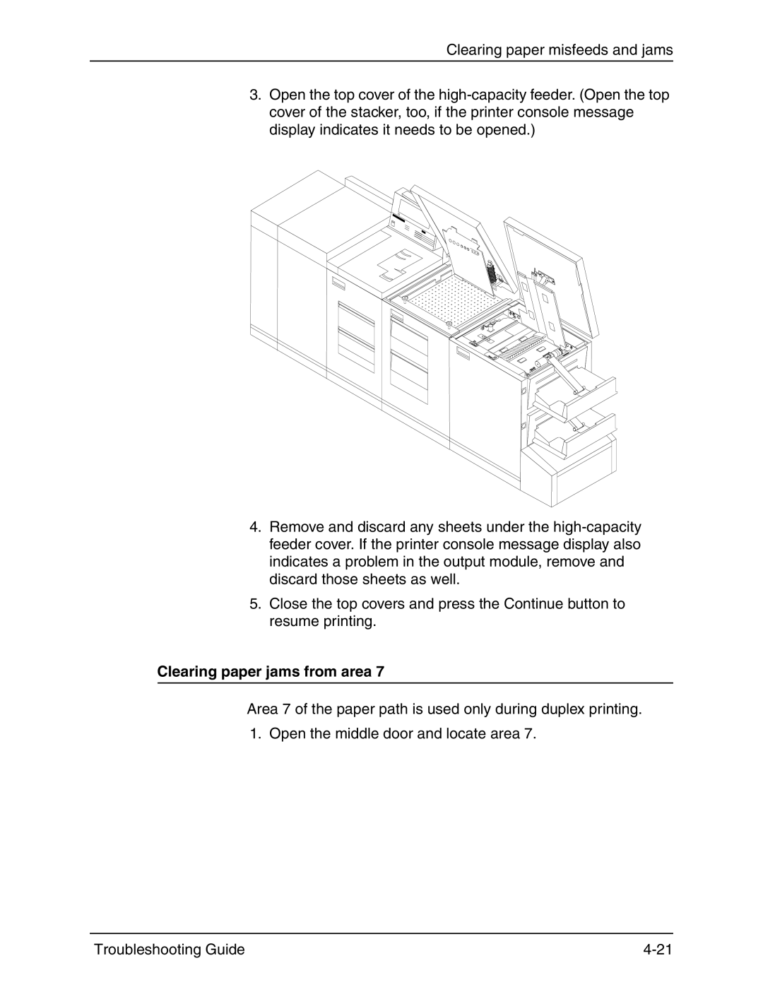 Xerox 4090 IPS manual Clearing paper jams from area 