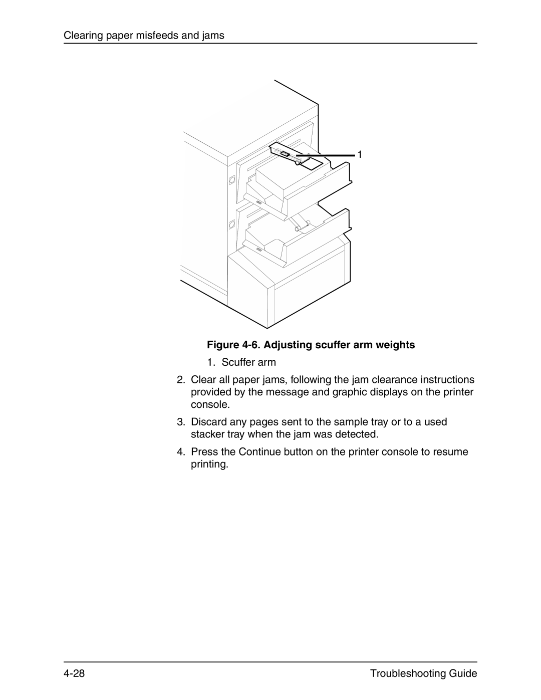 Xerox 4090 IPS manual Adjusting scuffer arm weights 