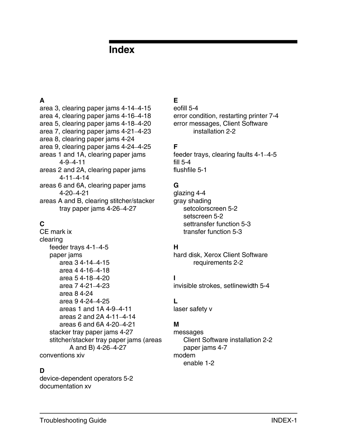 Xerox 4090 IPS manual Index, INDEX-1 