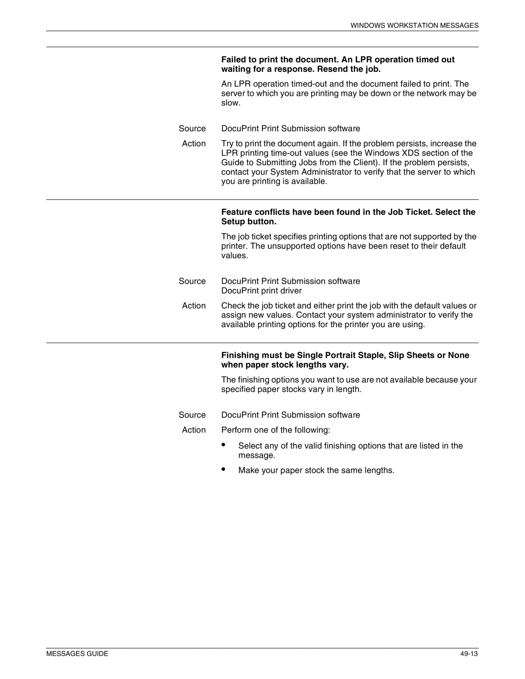 Xerox 4890 NPS, 4090 NPS Failed to print the document. An LPR operation timed out, Waiting for a response. Resend the job 