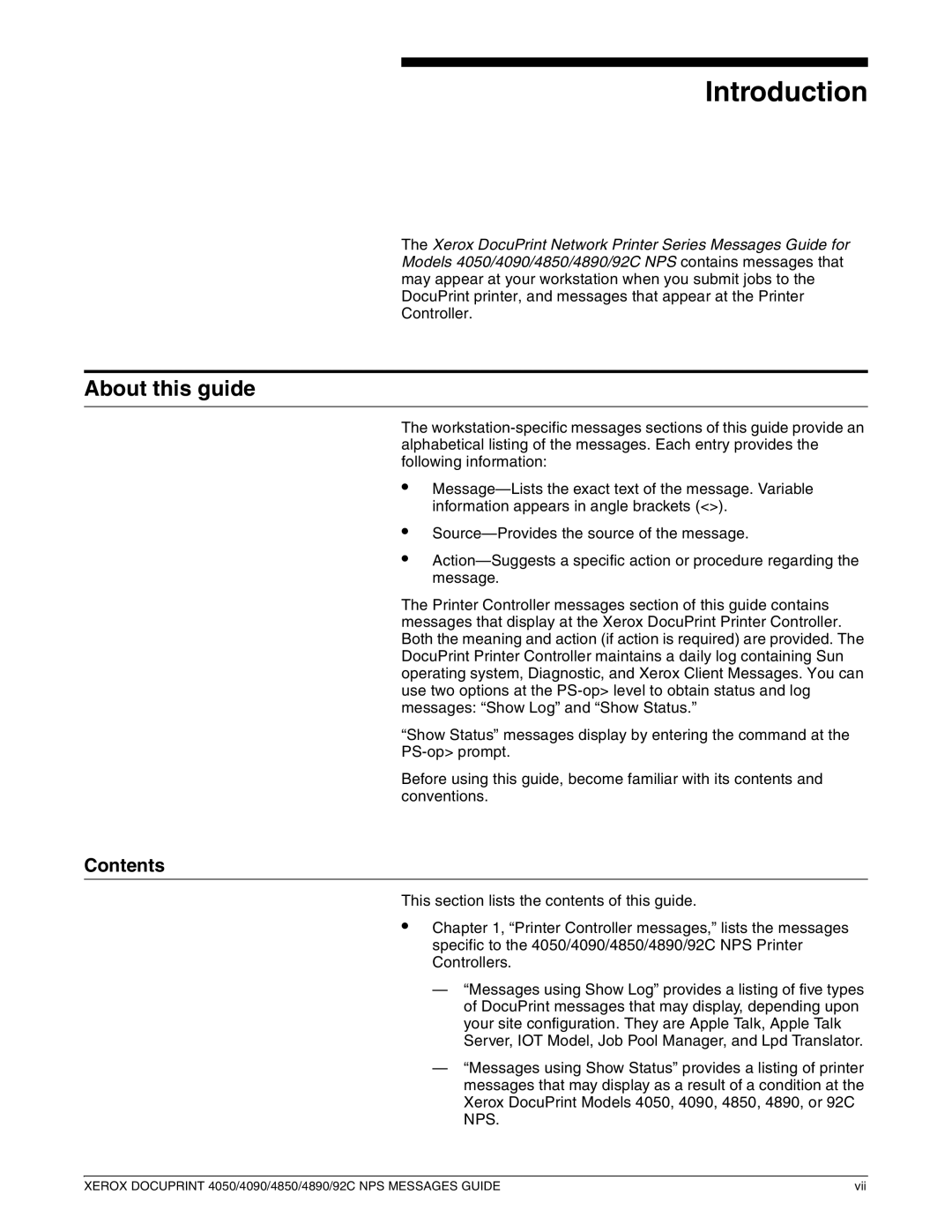 Xerox 4890 NPS, 4090 NPS, 4850 NPS, 4050 NPS manual Introduction 