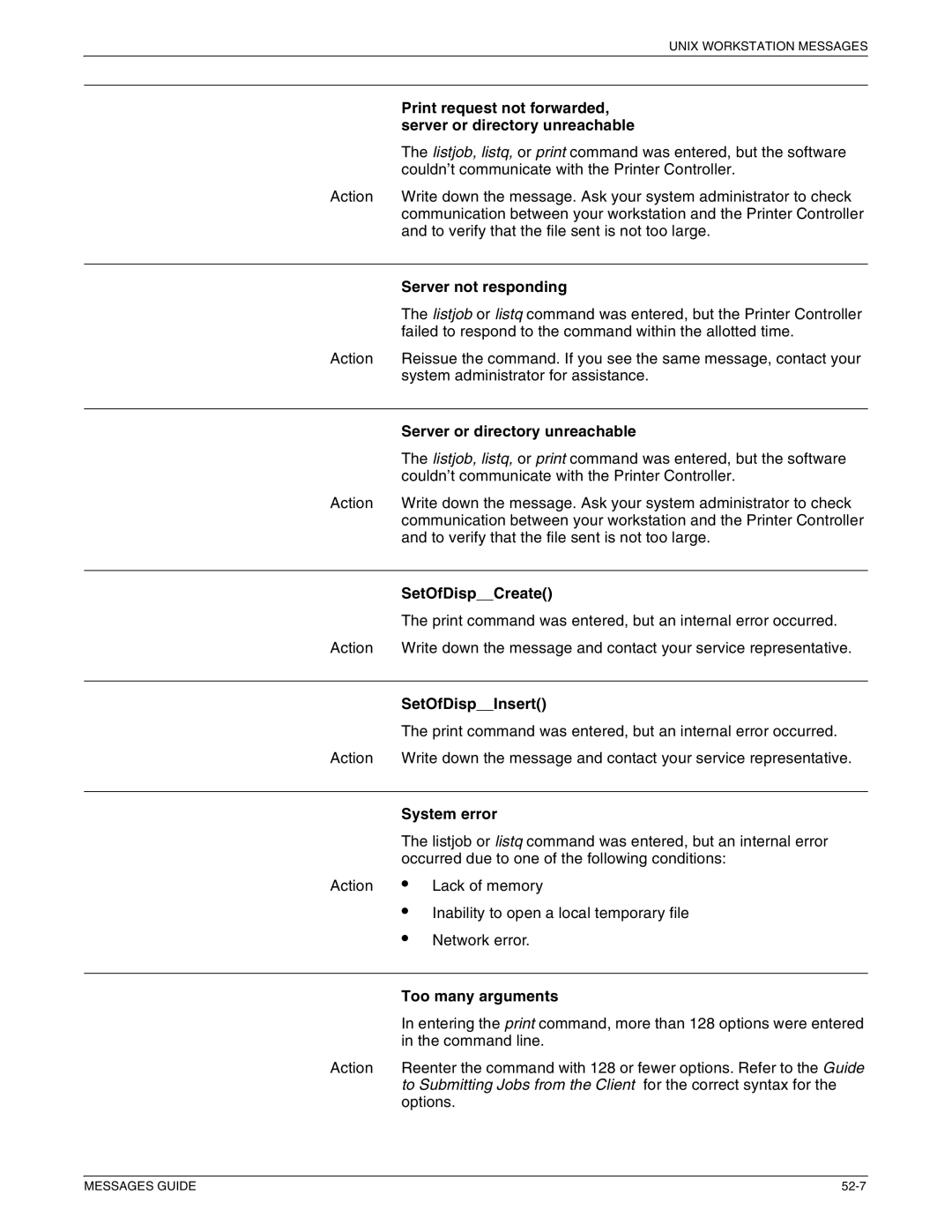 Xerox 4050 NPS, 4090 NPS, 4890 NPS, 4850 NPS manual Print request not forwarded 