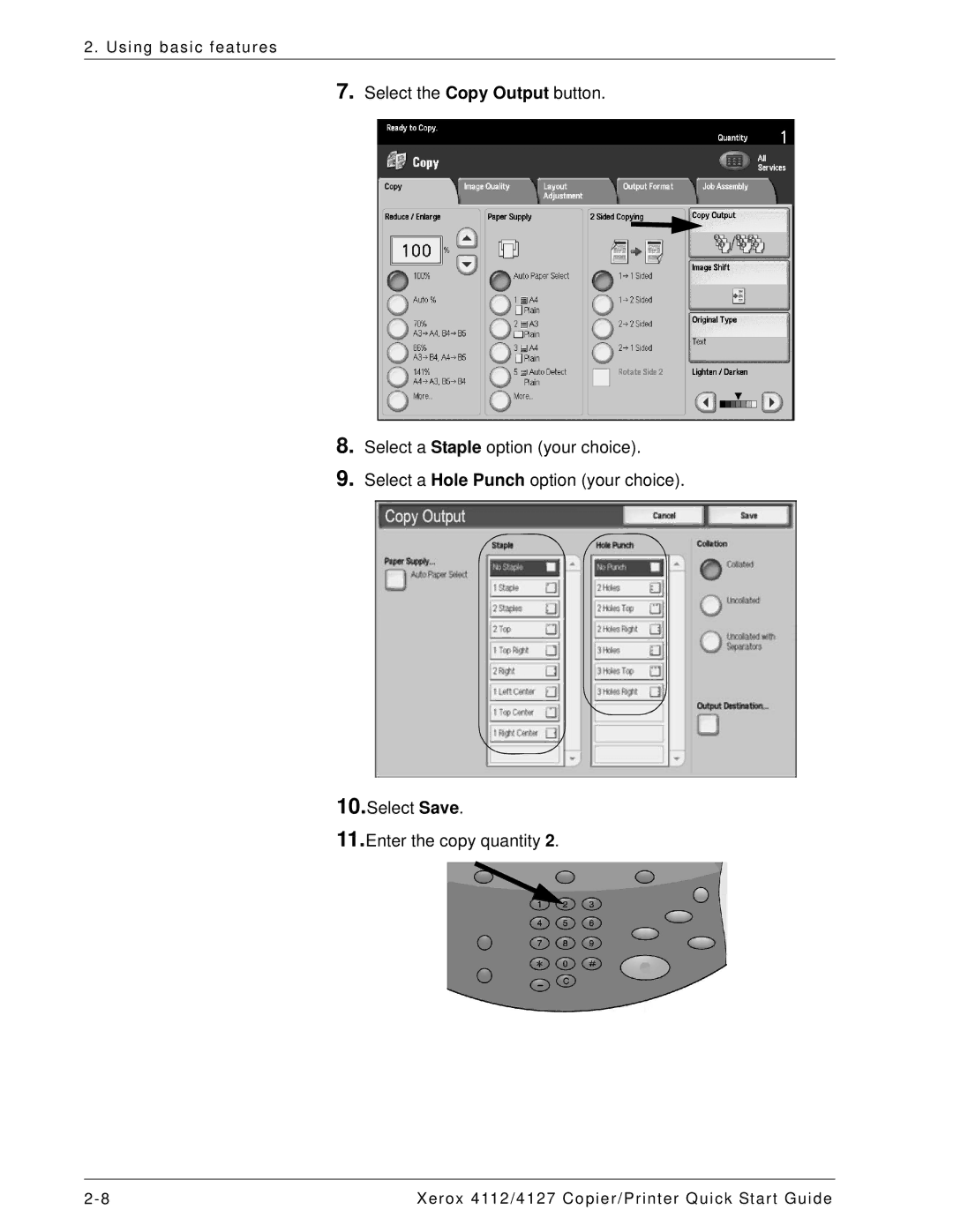 Xerox 4127, 4112 quick start Using basic features 