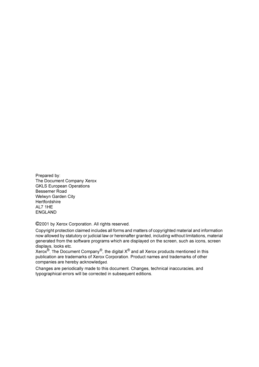 Xerox 416 manual 3UHSDUHGE, ‹E\Hur&Rusrudwlrq$Oouljkwvuhvhuyhg, Frpsdqlhvduhkhuhe\Dfnqrzohgjhg 