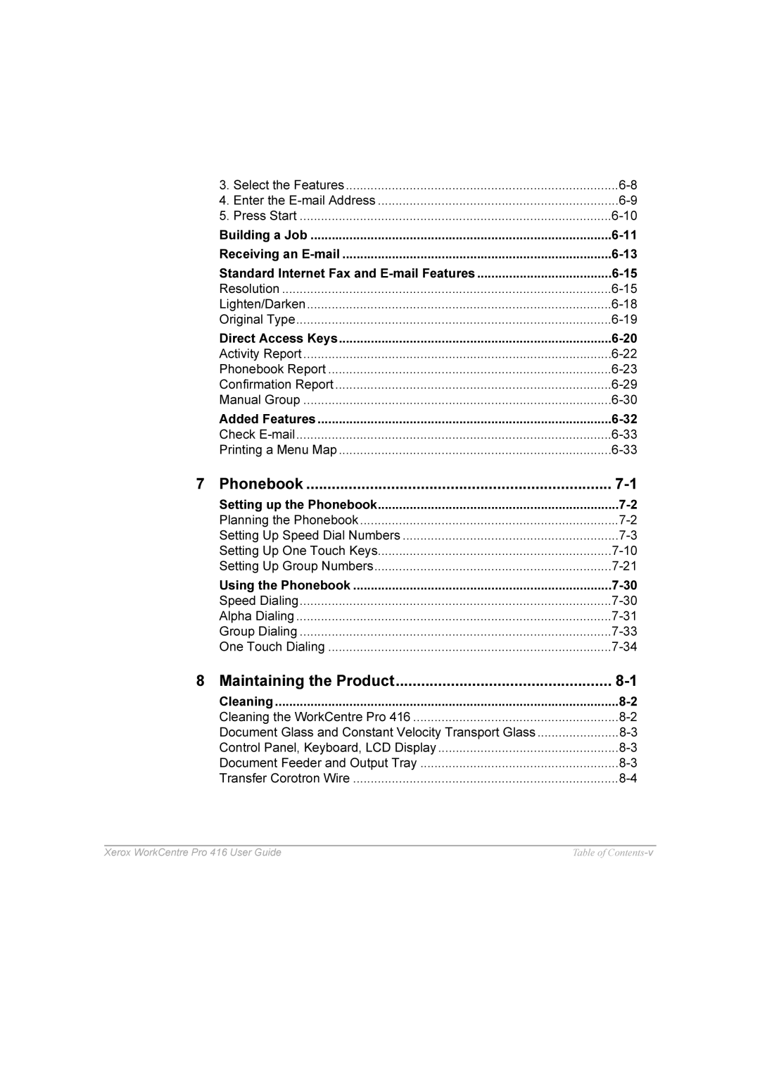 Xerox 416 manual 6WDQGDUG,QWHUQHWDDQGPDLOHDWXUHV 