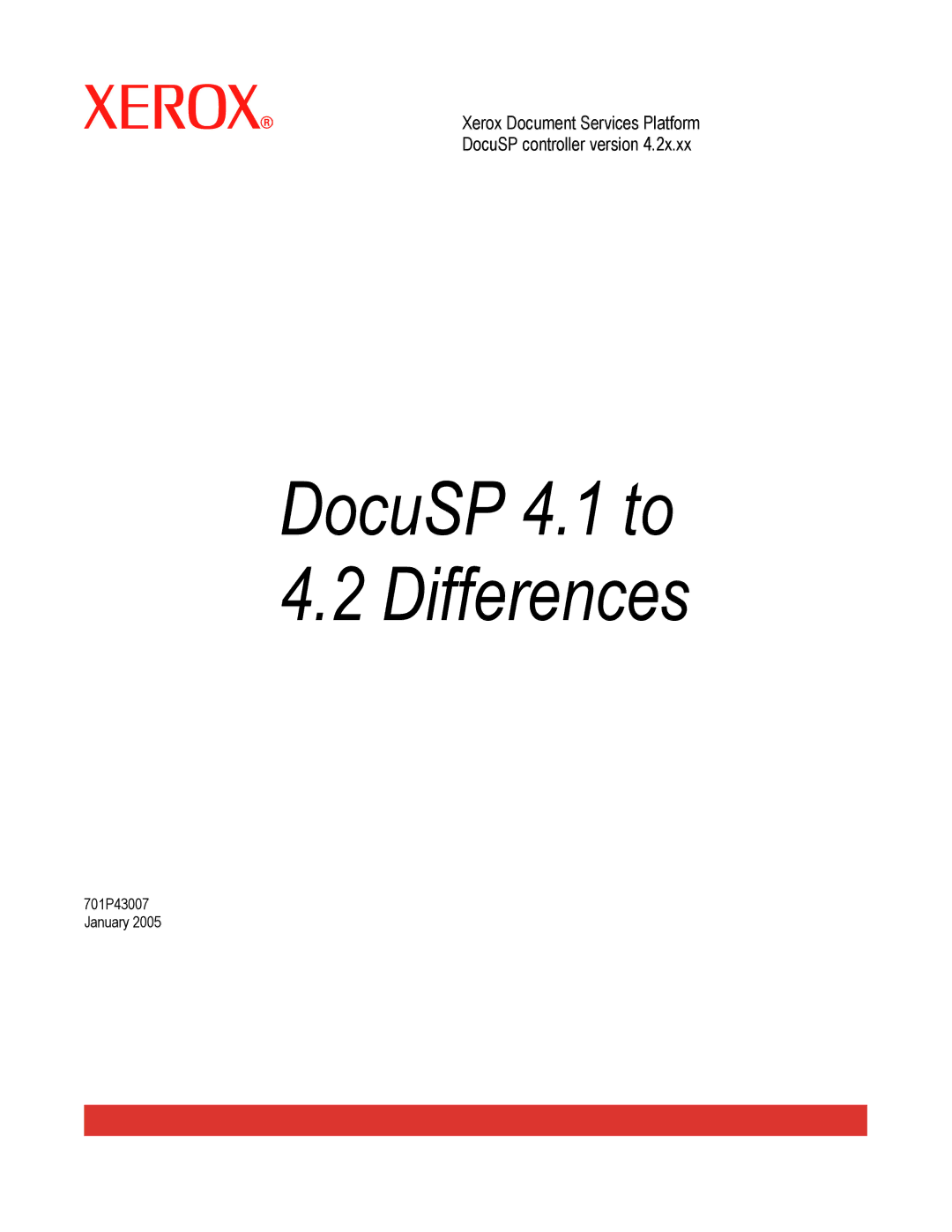 Xerox manual DocuSP 4.1 to 4.2 Differences 