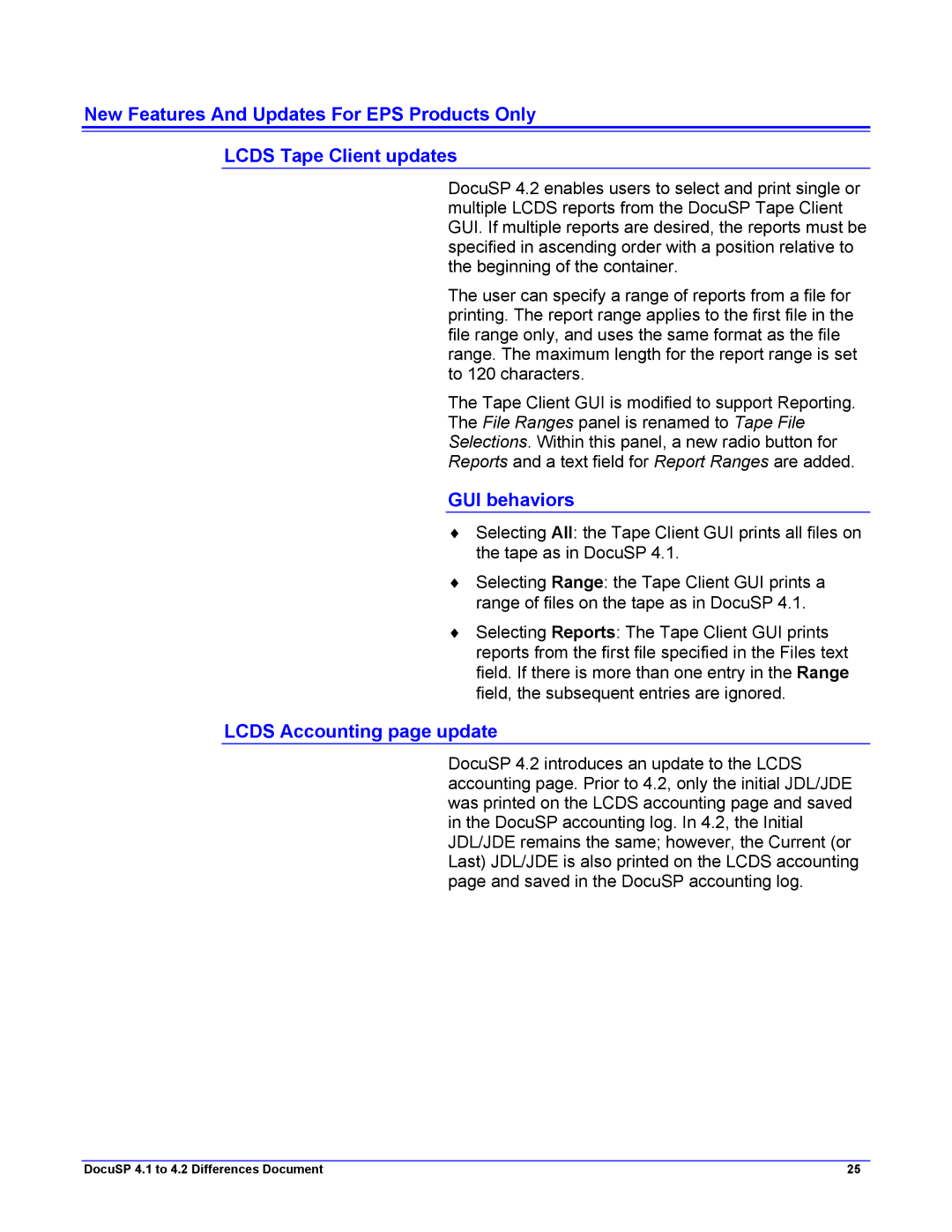 Xerox 4.1, 4.2 manual GUI behaviors, Lcds Accounting page update 