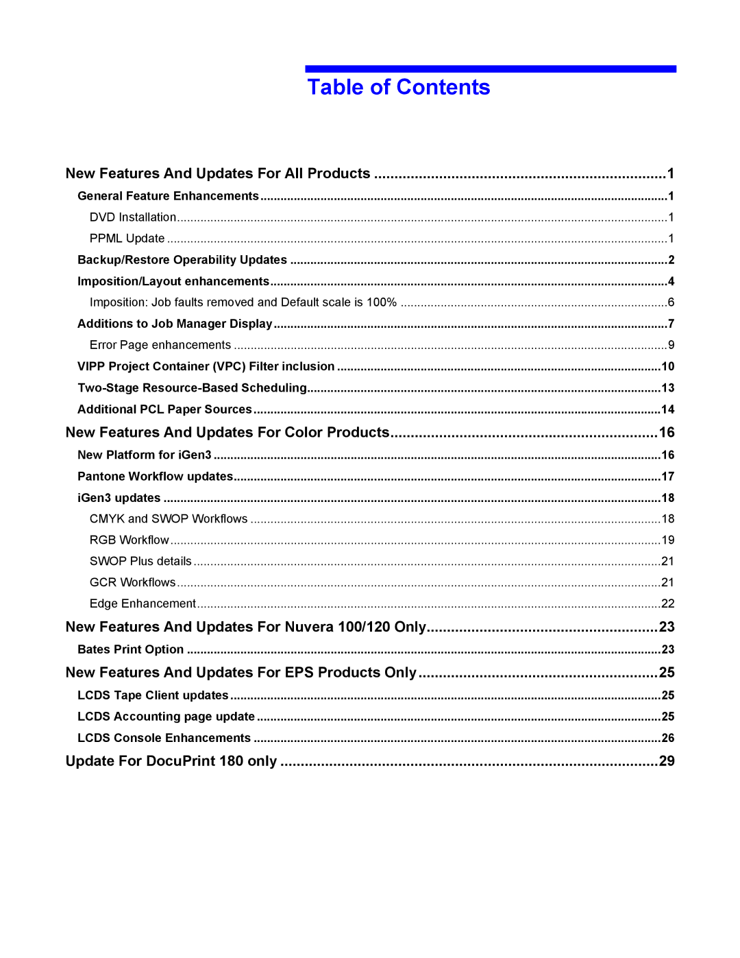 Xerox 4.1, 4.2 manual Table of Contents 