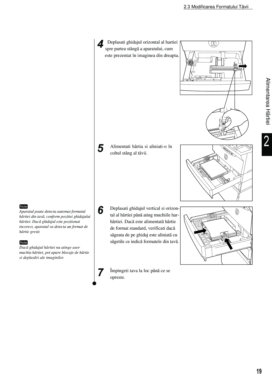 Xerox 420 manual Modificarea Formatului Tãvii 