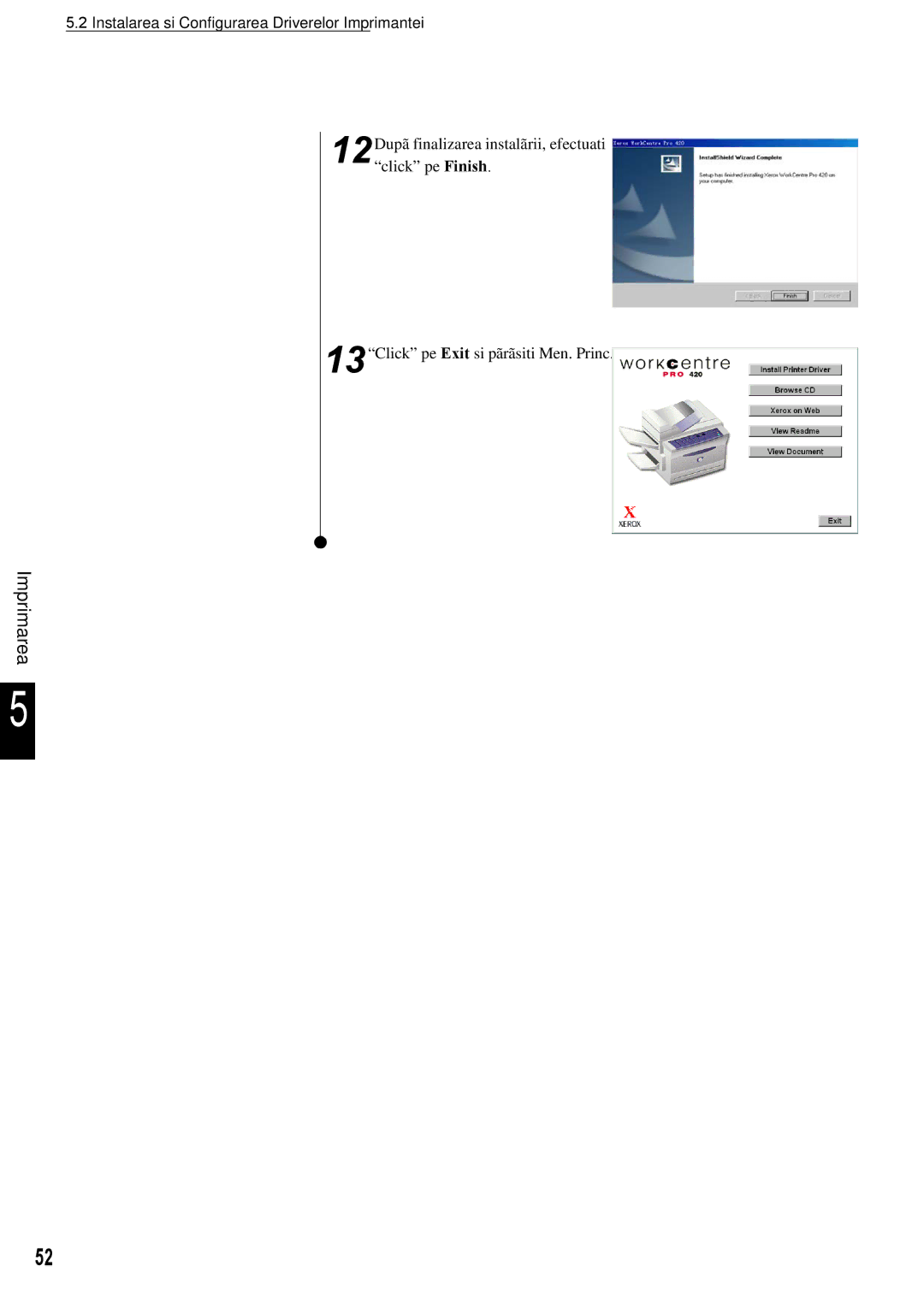 Xerox 420 manual Imprimarea 