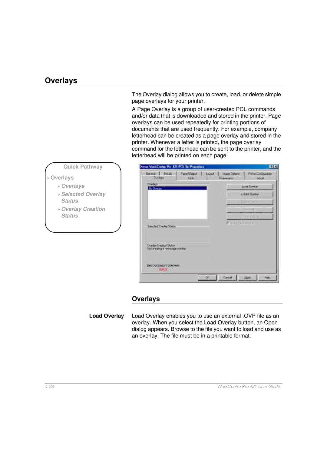 Xerox 421 manual Overlays 