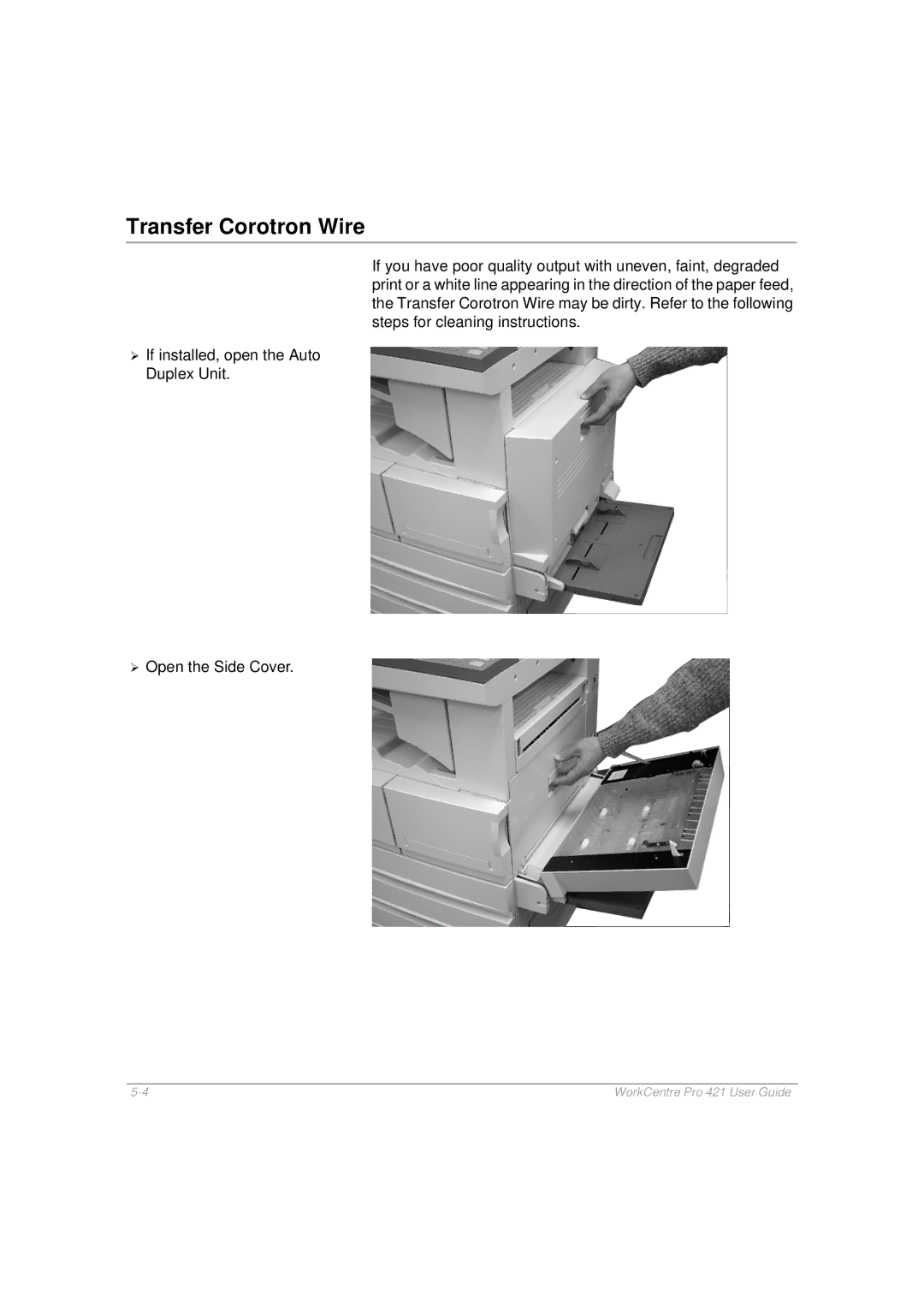 Xerox 421 manual Transfer Corotron Wire 