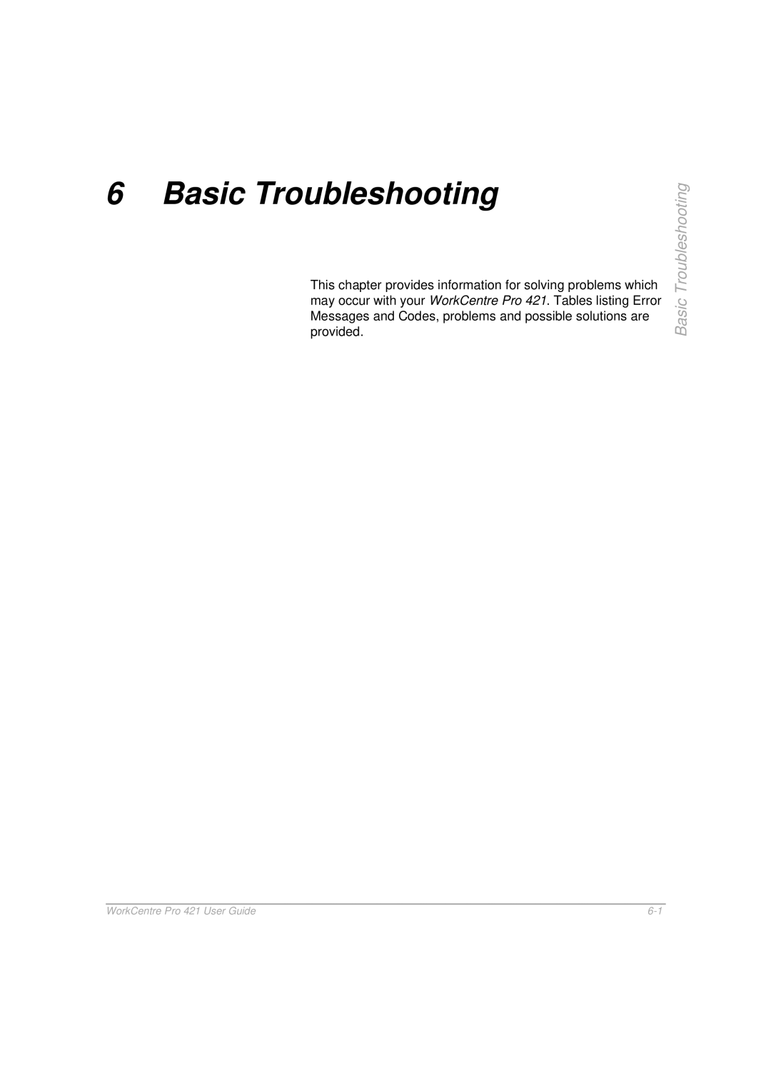 Xerox 421 manual Basic Troubleshooting 