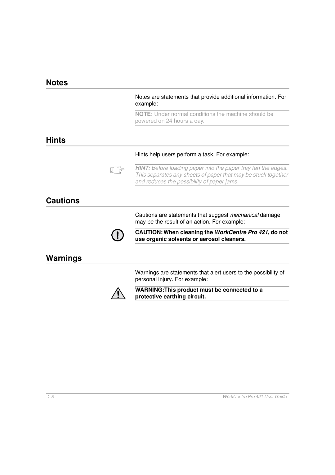 Xerox 421 manual Hints 