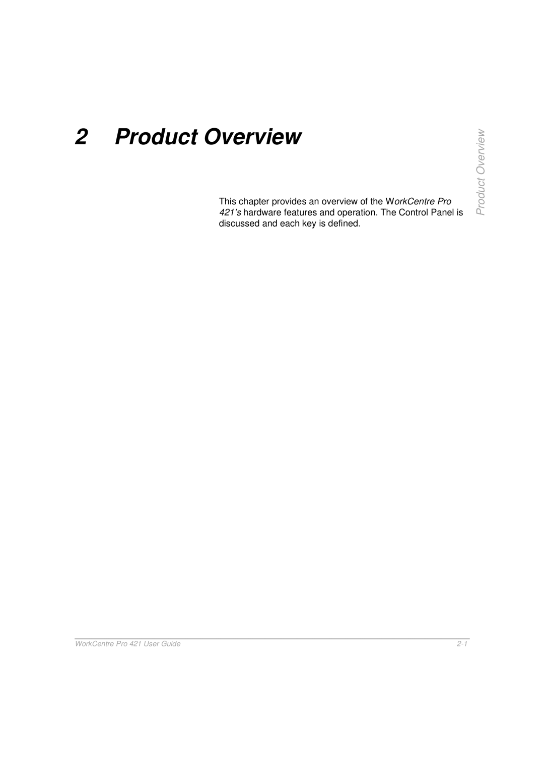Xerox 421 manual Product Overview 
