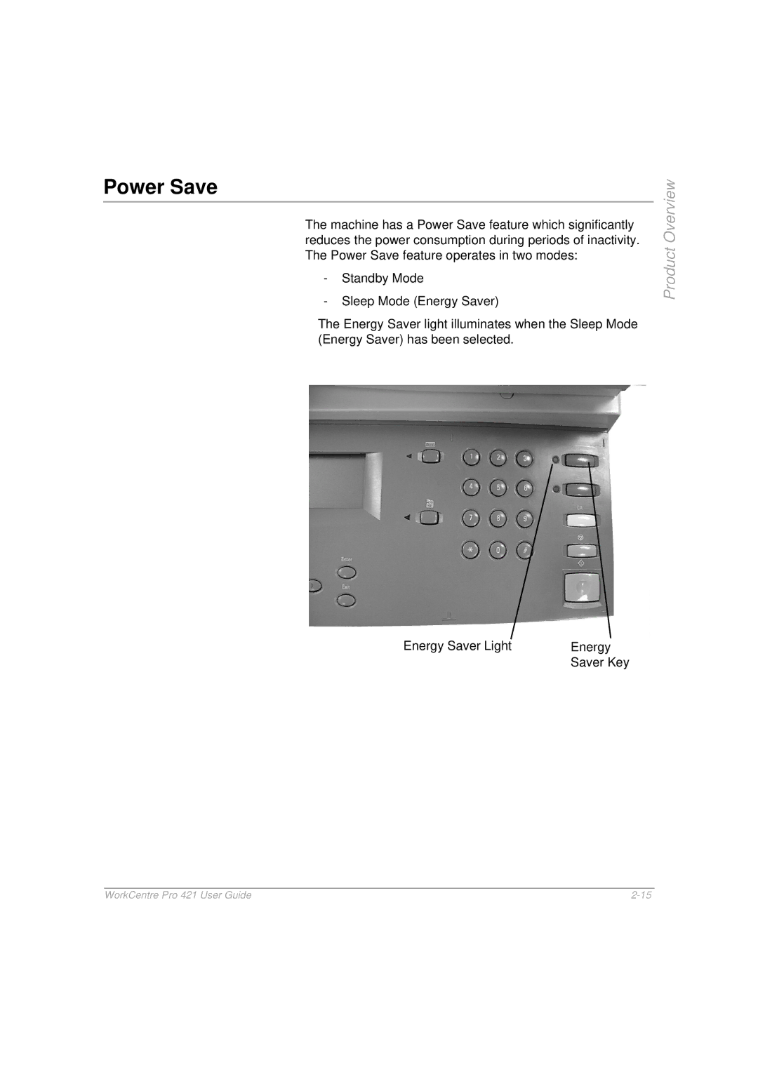 Xerox 421 manual Power Save 