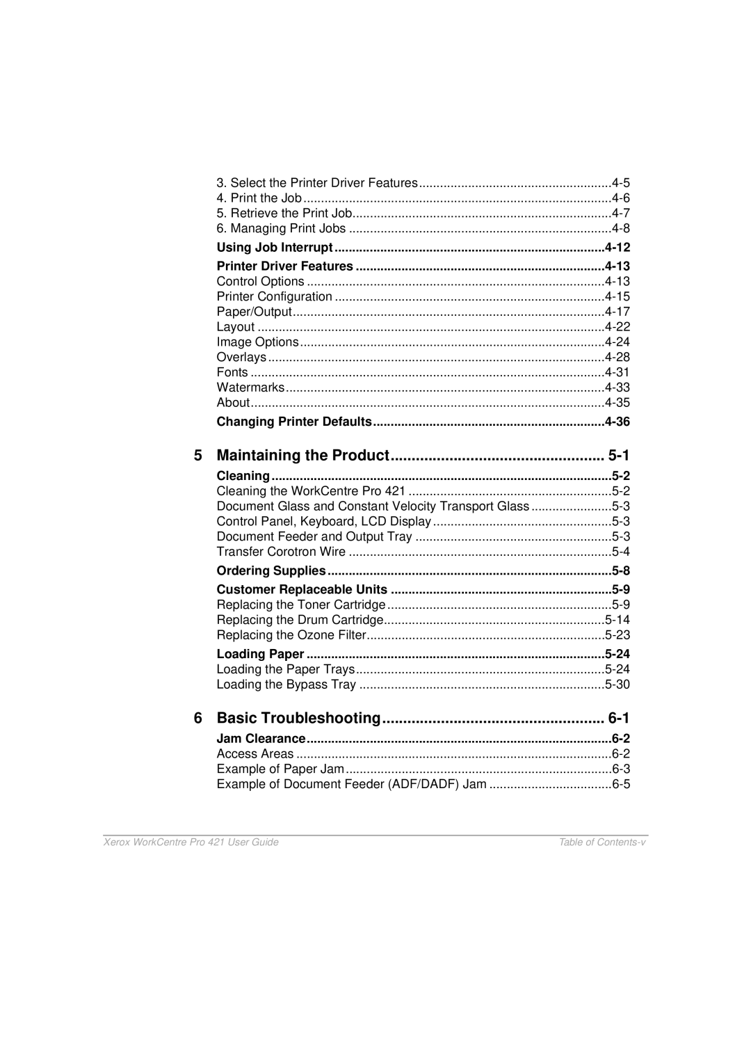 Xerox 421 manual Maintaining the Product, Basic Troubleshooting 