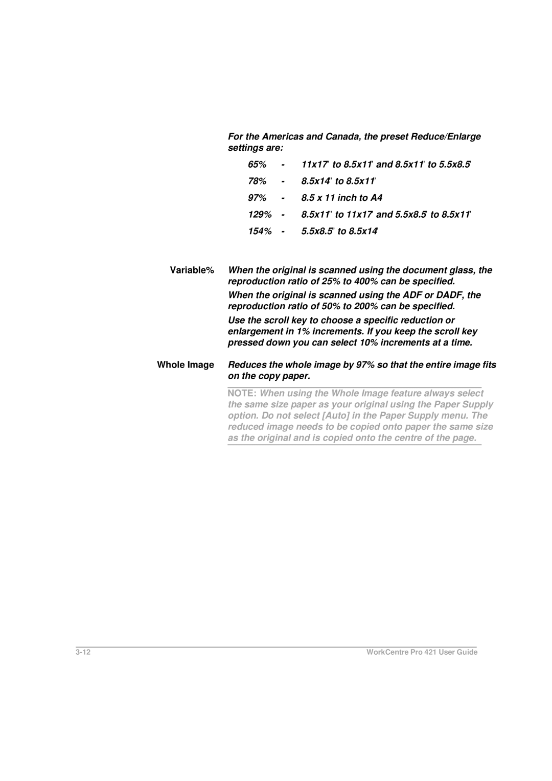 Xerox manual WorkCentre Pro 421 User Guide 