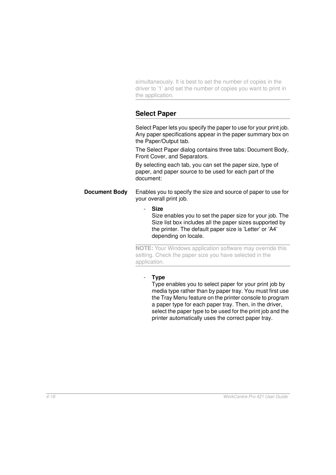 Xerox 421 manual Select Paper, Size, Type 