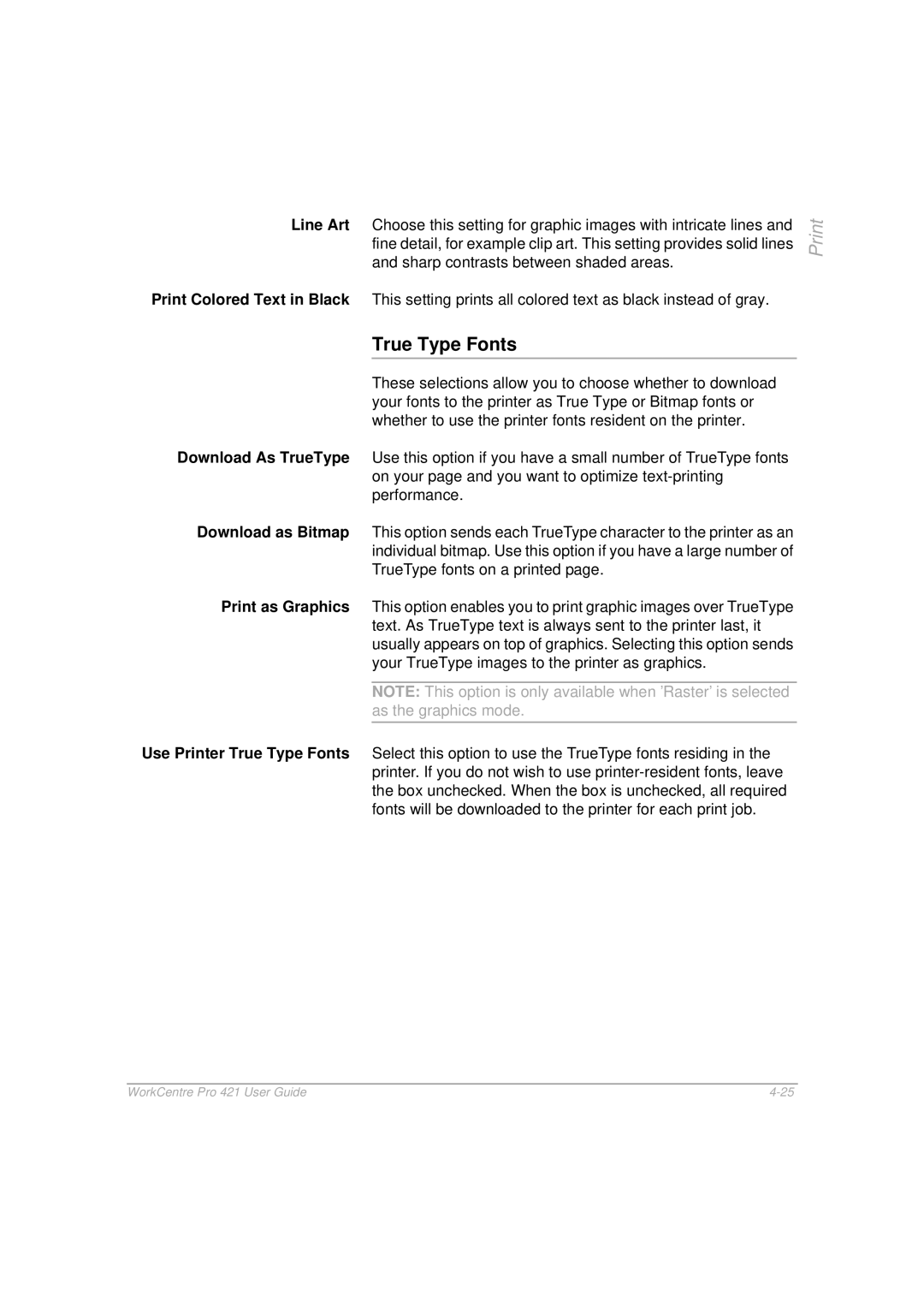 Xerox 421 manual True Type Fonts 