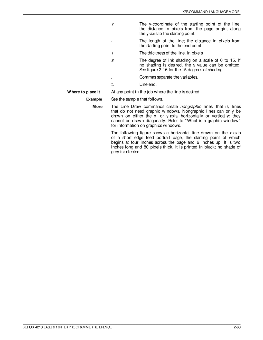 Xerox 4213 manual XES Command Language Mode 