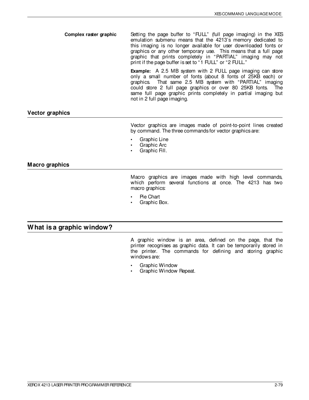 Xerox 4213 manual What is a graphic window?, Vector graphics, Macro graphics 