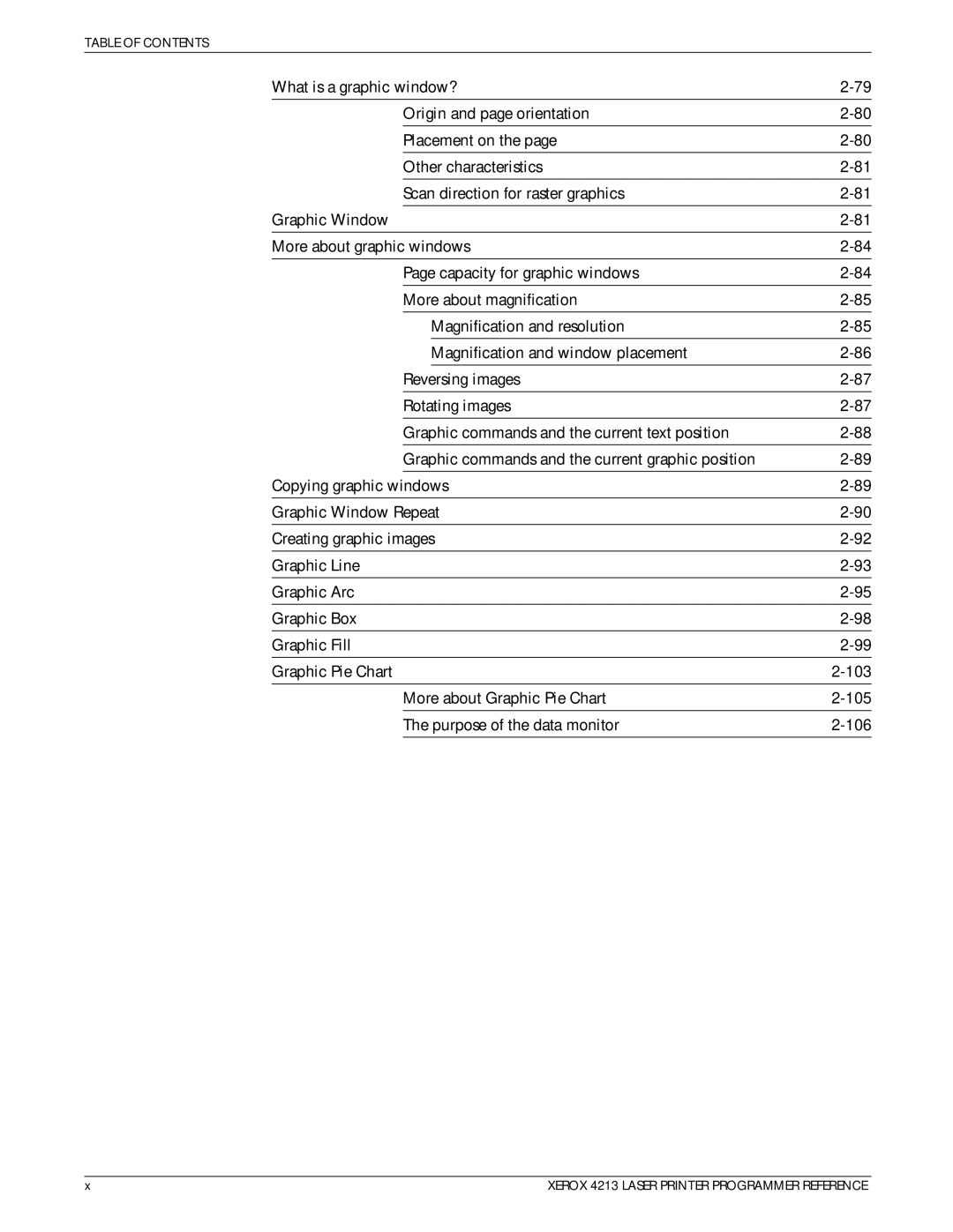 Xerox 4213 manual Table of Contents 