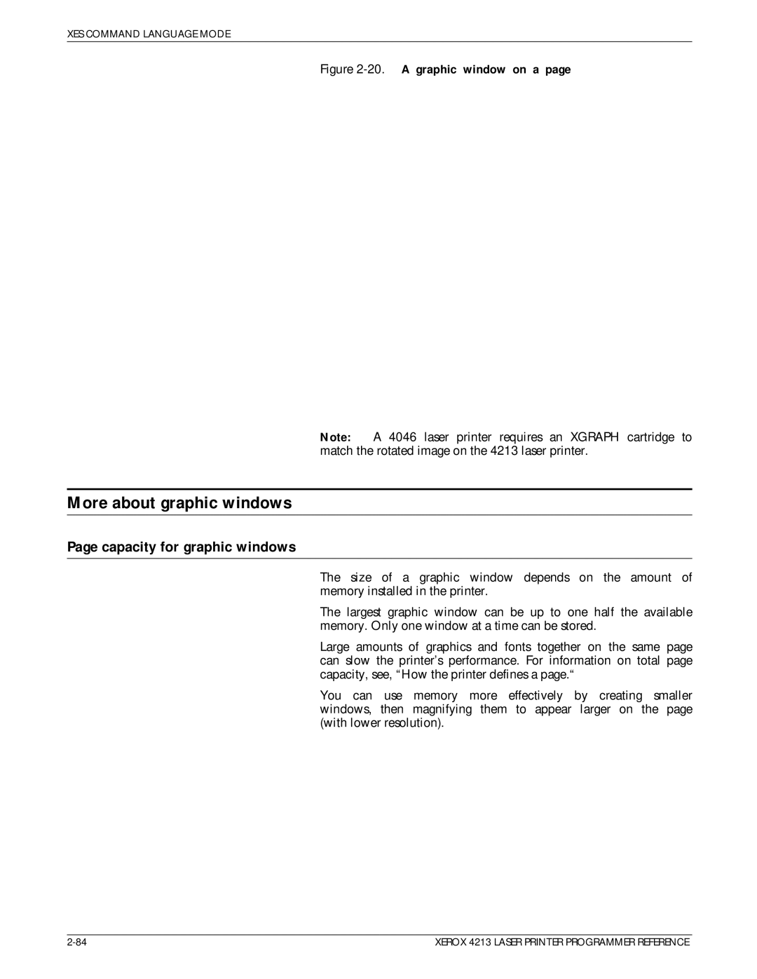 Xerox 4213 manual More about graphic windows, Capacity for graphic windows 