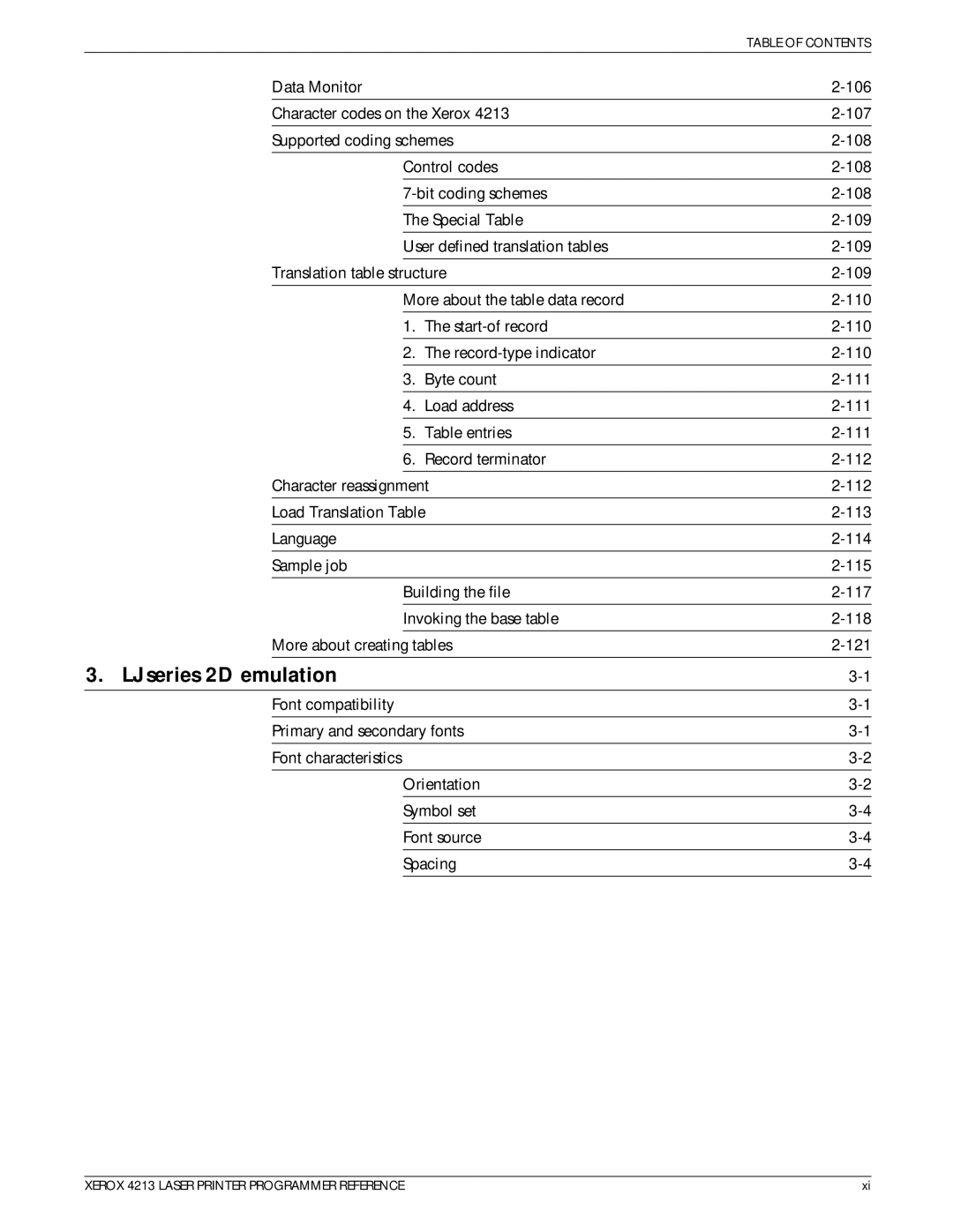 Xerox 4213 manual LJ series 2D emulation 