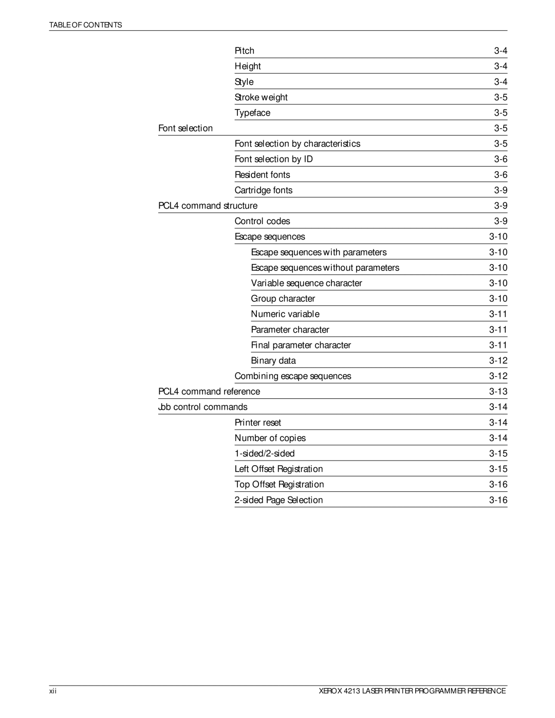 Xerox 4213 manual Xii 