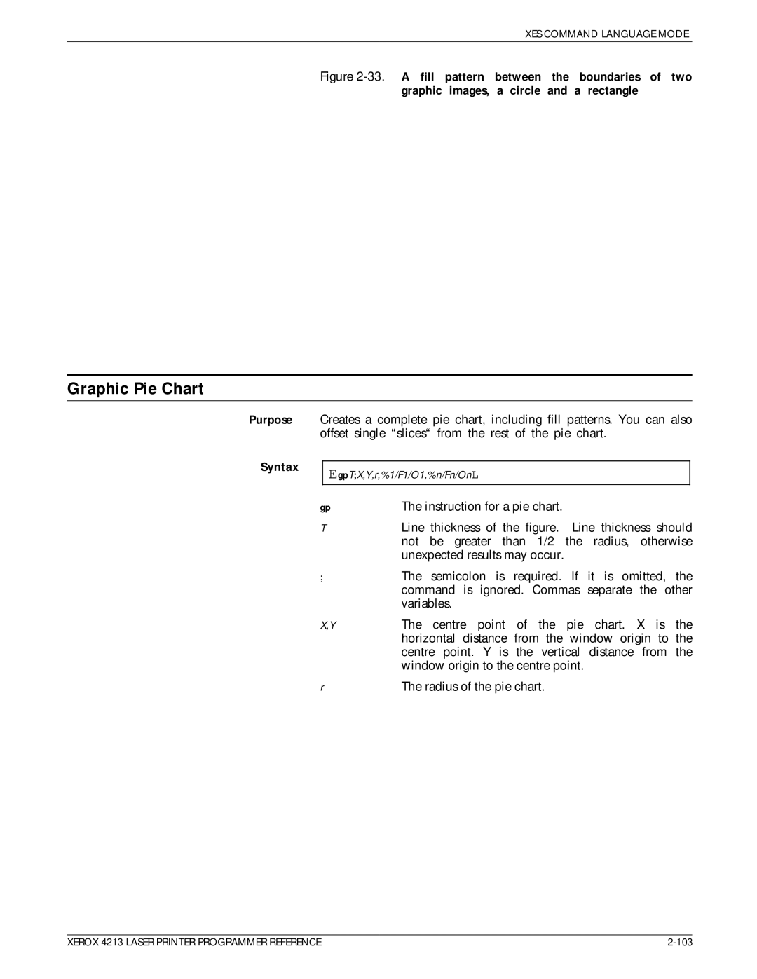 Xerox 4213 manual Graphic Pie Chart, Instruction for a pie chart 