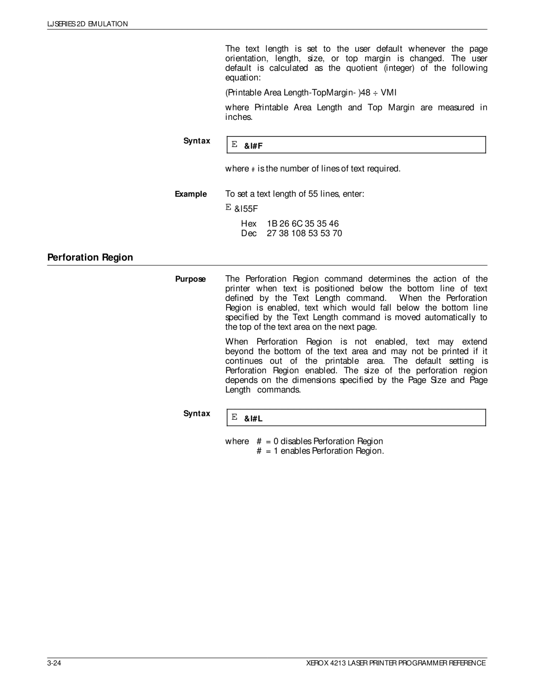 Xerox 4213 manual Perforation Region, Purpose 