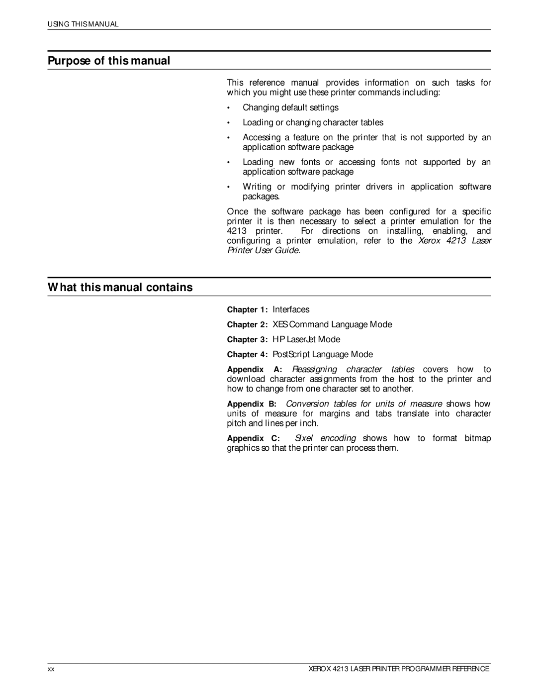 Xerox 4213 Purpose of this manual, What this manual contains, Interfaces 