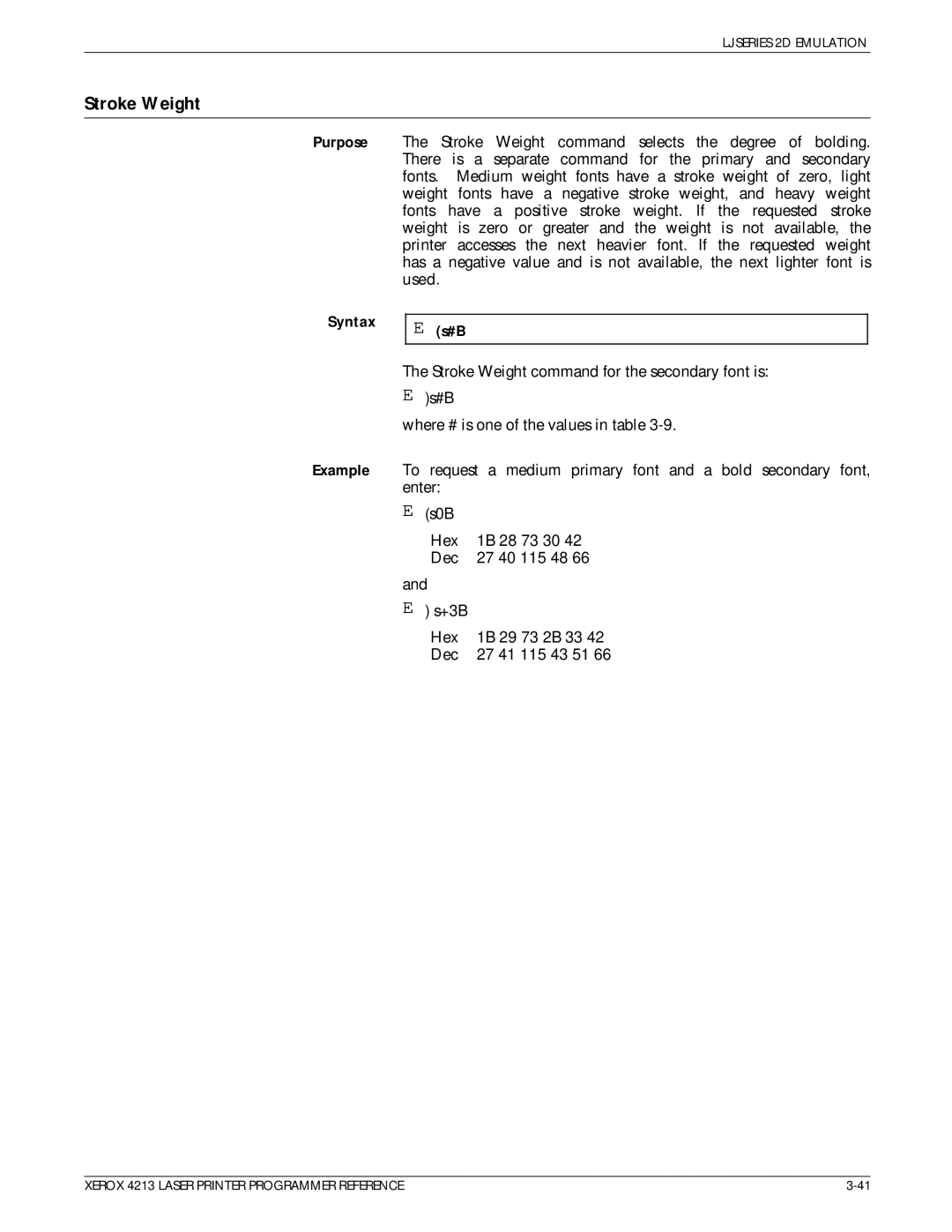 Xerox 4213 manual Stroke Weight 