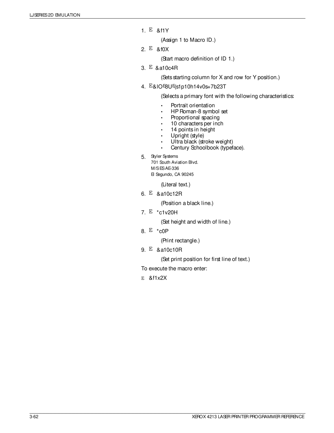 Xerox 4213 manual LJ Series 2D Emulation 