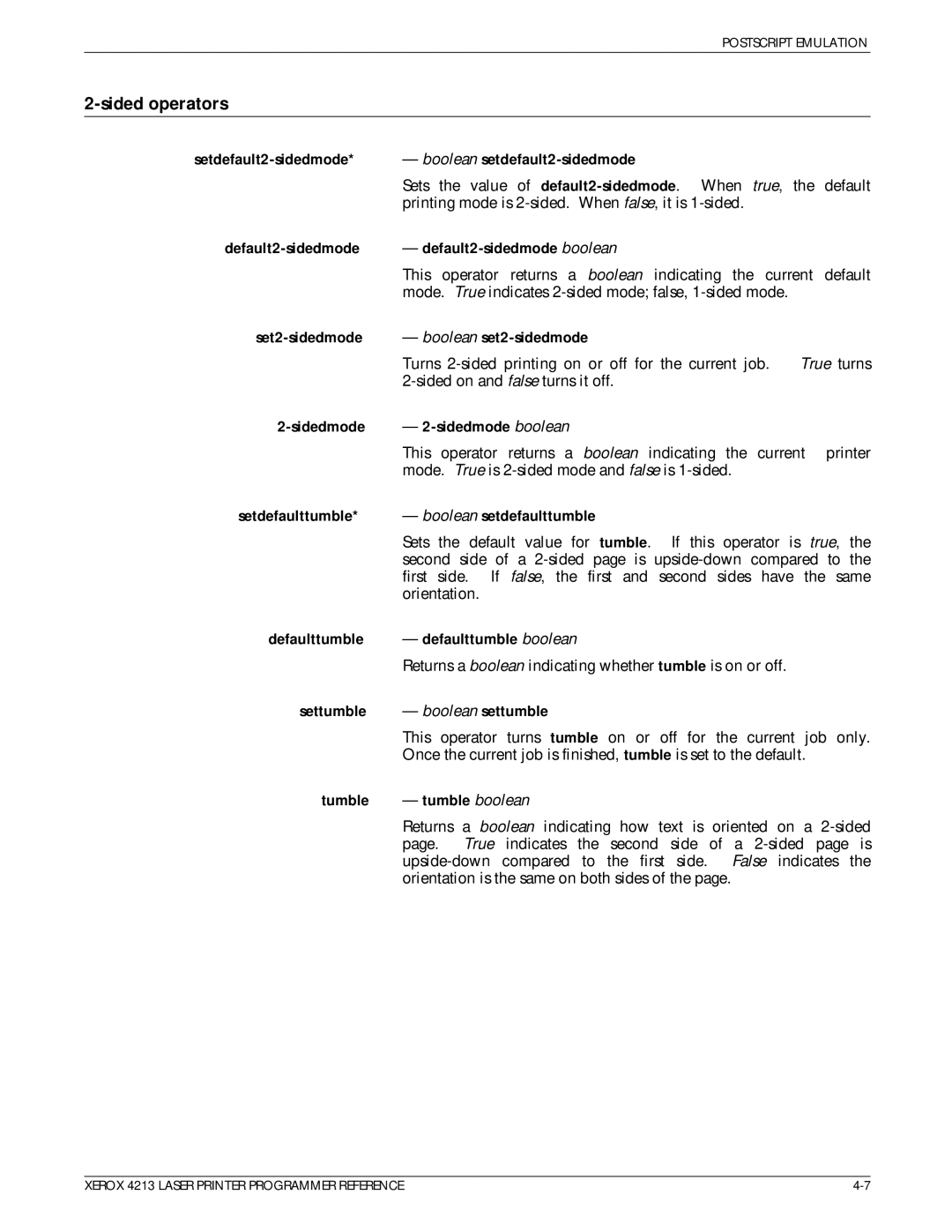 Xerox 4213 manual Sided operators 